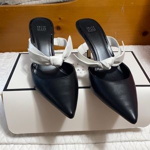WHBM black bow heels